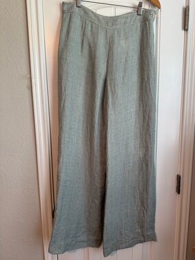 Ralph Lauren Sport Seafoam Green/Blue Linen Wide Leg Pants - Size 10